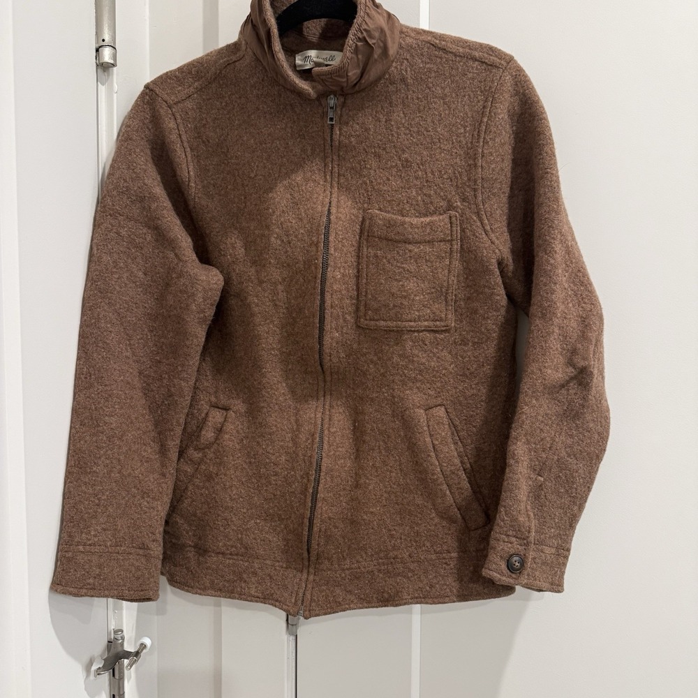 Madewell Jacket‎ Women L Brown Boiled Chore Coat Merino Wool Shacket Full Zip